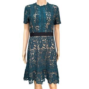 DO+BE dark teal lace overlay dress size M